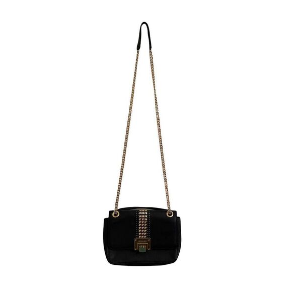 Michael Kors Black Leather Studded Tina Shoulder Flap Bag - Picture 2 of 7
